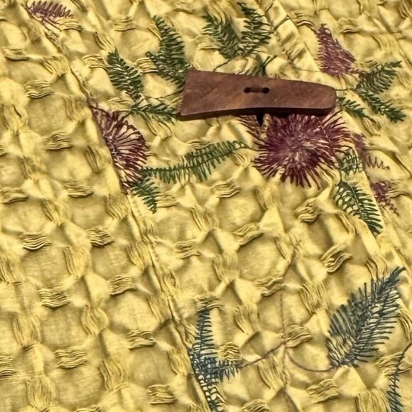 Soft Surroundings Embroidered Jacket Sz. XL Mustard Floral Artsy Lagenlook Boho - Picture 5 of 11